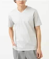 KHKGS41034 a.v.v MEN(アー・ヴェ・ヴェ) 【接触冷感/S-XXL】シルケットスムースVネックTシャツ ライトグレー