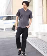 KHKGS41034 a.v.v MEN(アー・ヴェ・ヴェ) 【接触冷感/S-XXL】シルケットスムースVネックTシャツ ライトグレー