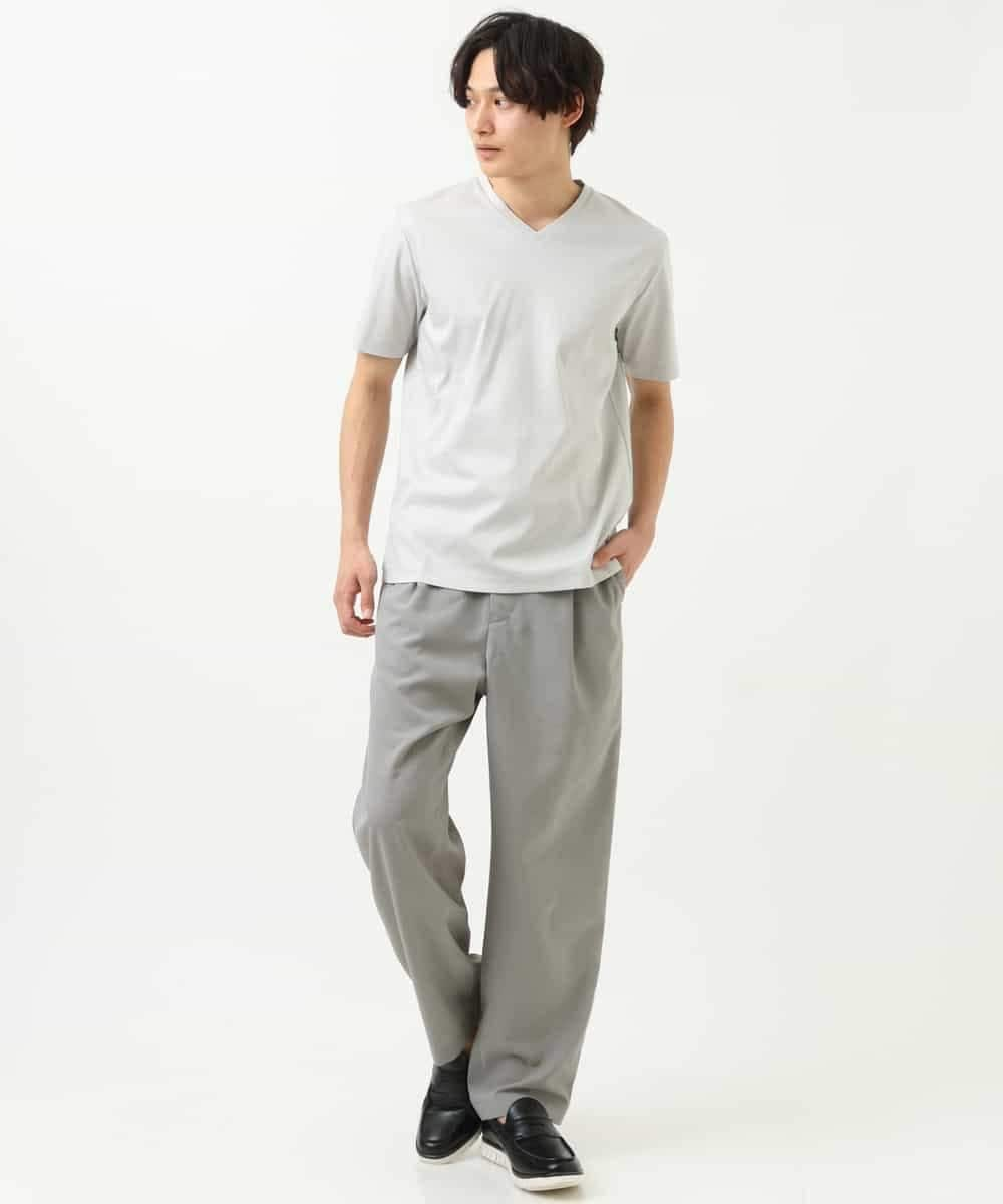 KHKGS41034 a.v.v MEN(アー・ヴェ・ヴェ) 【接触冷感/S-XXL】シルケットスムースVネックTシャツ ライトグレー