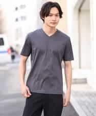 KHKGS41034 a.v.v MEN(アー・ヴェ・ヴェ) 【接触冷感/S-XXL】シルケットスムースVネックTシャツ ライトグレー