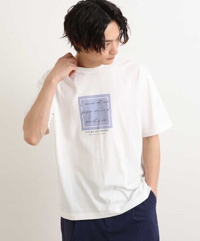 KHKGS45034 a.v.v MEN スクエアプリントセミワイドシルエットTシャツ