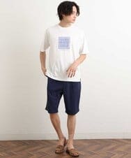 KHKGS45034 a.v.v MEN(アー・ヴェ・ヴェ) スクエアプリントセミワイドシルエットTシャツ ラベンダー