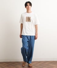 KHKGS45034 a.v.v MEN(アー・ヴェ・ヴェ) スクエアプリントセミワイドシルエットTシャツ ラベンダー