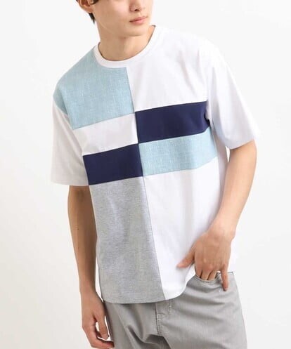 KHKGS46039 a.v.v MEN 【S-XXL】パッチワーク切り替えTシャツ