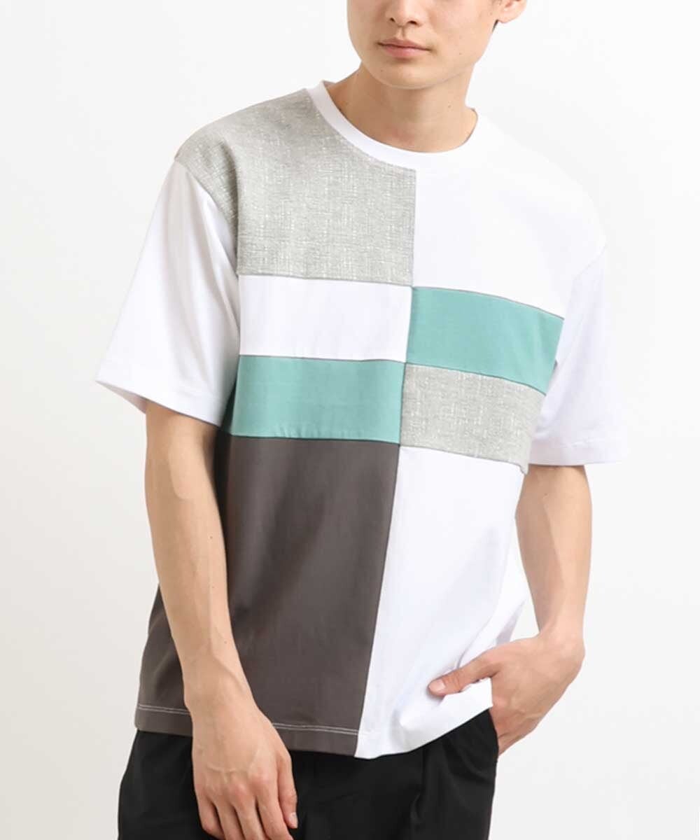 S-XXL】パッチワーク切り替えTシャツ(カットソー・Tシャツ) | a.v.v 