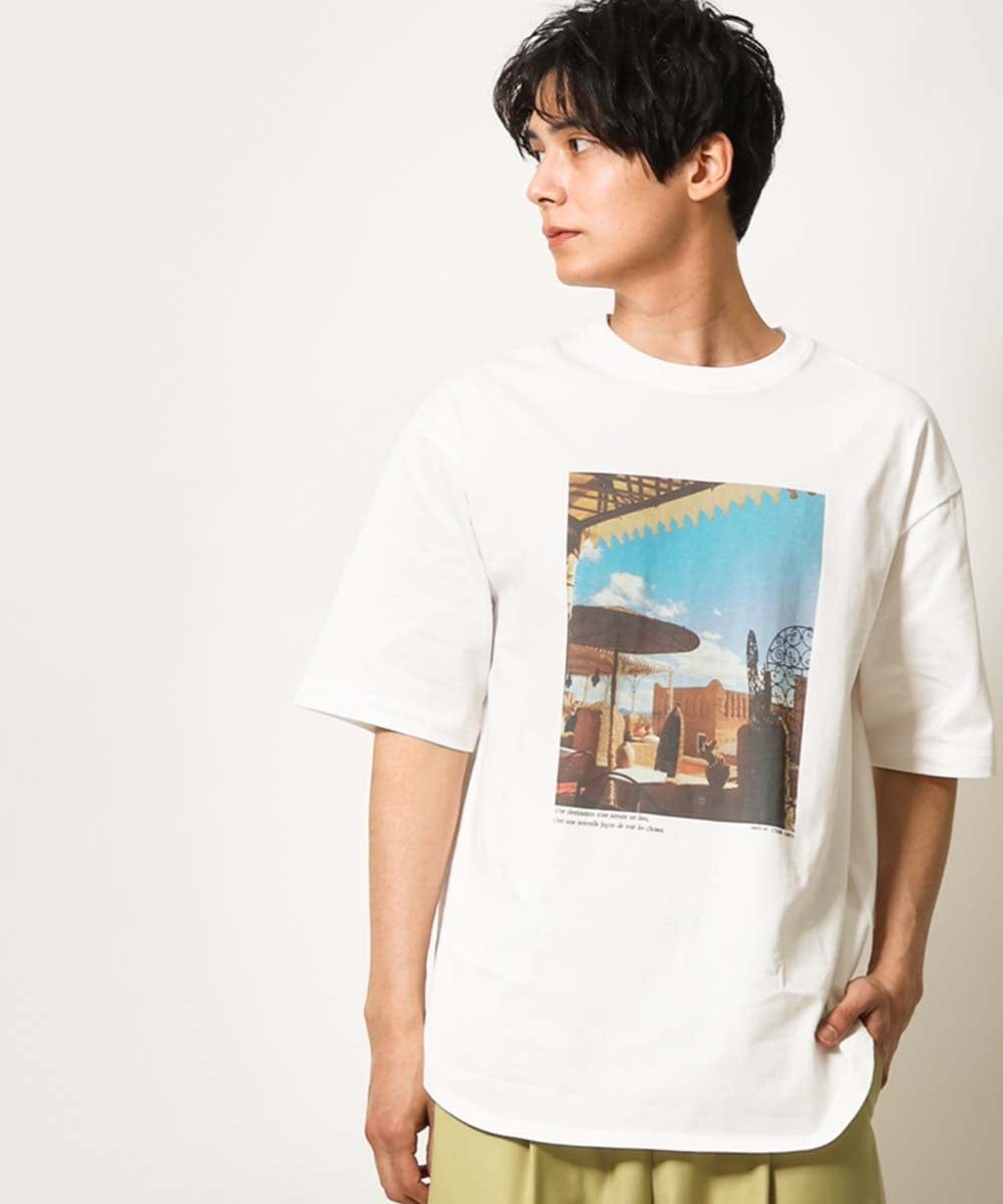 KHKGS48044 a.v.v MEN(アー・ヴェ・ヴェ) 【フォトグラファーコラボ】モロッコフォトTシャツ(TRAVELシリーズ） ホワイト