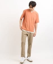 KHKGS50039 a.v.v MEN(アー・ヴェ・ヴェ) 【接触冷感/S-XXL】梨地フェイクレイヤードカットソー オレンジ