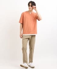 KHKGS50039 a.v.v MEN(アー・ヴェ・ヴェ) 【接触冷感/S-XXL】梨地フェイクレイヤードカットソー オレンジ