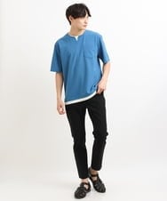 KHKGS50039 a.v.v MEN(アー・ヴェ・ヴェ) 【接触冷感/S-XXL】梨地フェイクレイヤードカットソー オレンジ