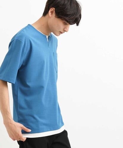 KHKGS50039 a.v.v MEN 【接触冷感/S-XXL】梨地フェイクレイヤードカットソー