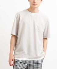 KHKGS50039 a.v.v MEN(アー・ヴェ・ヴェ) 【接触冷感/S-XXL】梨地フェイクレイヤードカットソー ライトグレー