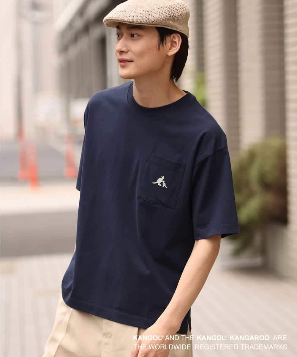 KHKGS52049 a.v.v MEN(アー・ヴェ・ヴェ) 【コラボ/KANGOL】胸ポケットプリントTシャツ ネイビー