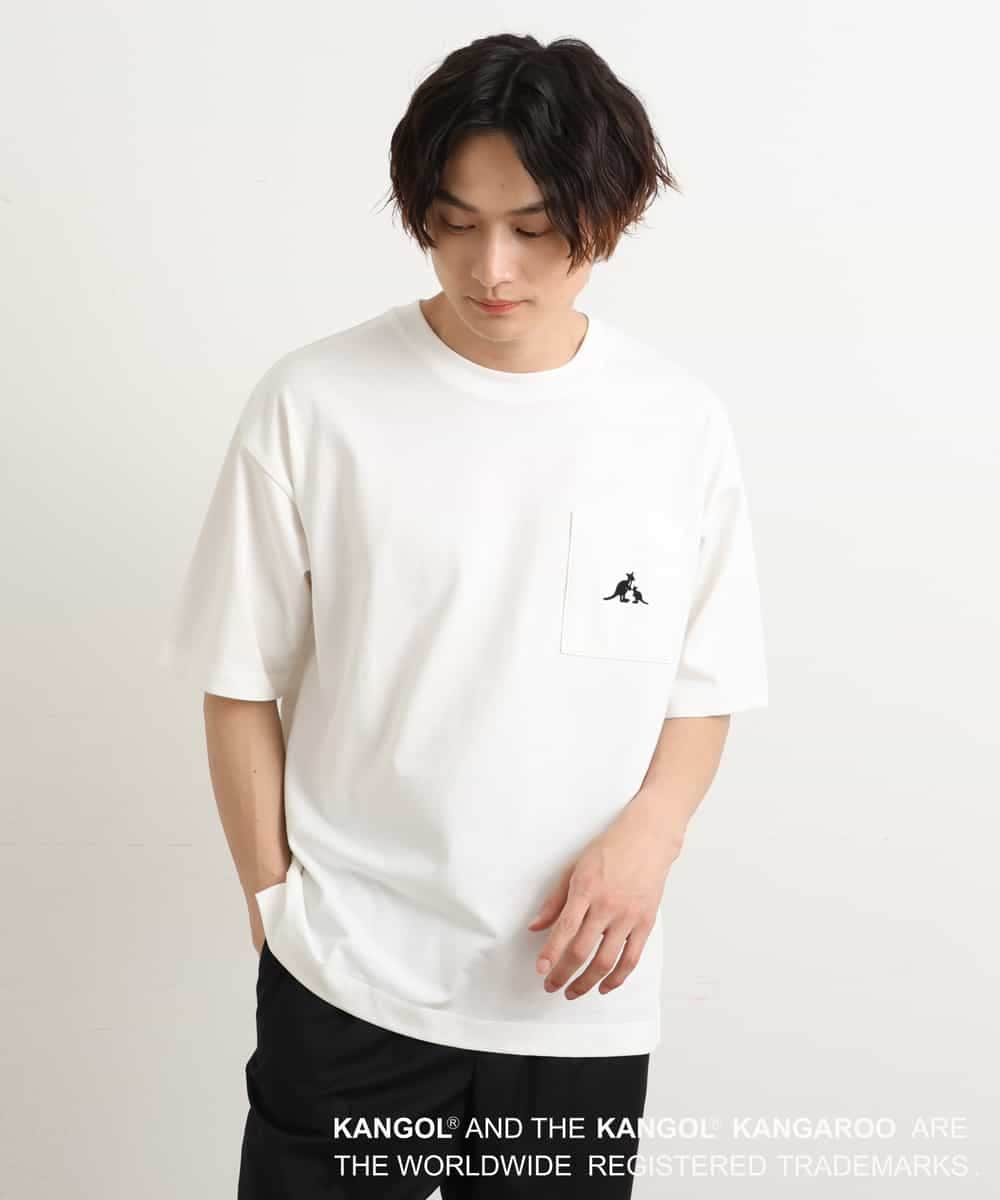 KHKGS52049 a.v.v MEN(アー・ヴェ・ヴェ) 【コラボ/KANGOL】胸ポケットプリントTシャツ ホワイト