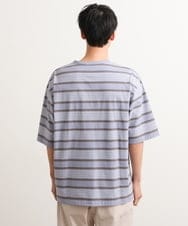 KHKGS54044 a.v.v MEN(アー・ヴェ・ヴェ) 【接触冷感】ワイドシルエットボーダーTシャツ ライトブルー