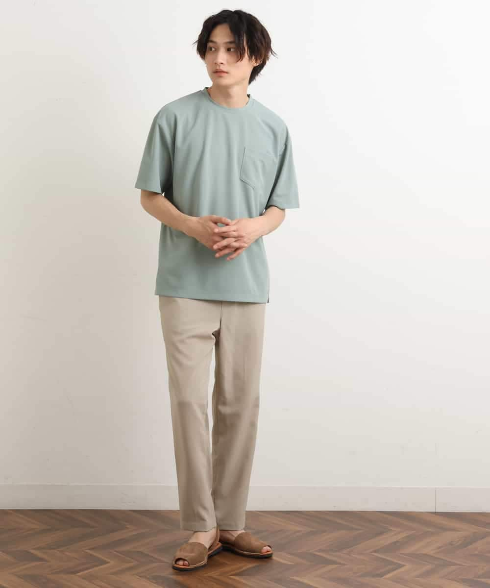 KHKGS58034 a.v.v MEN(アー・ヴェ・ヴェ) 【接触冷感/S-XXL】梨地セミワイドシルエットカットソー ミント