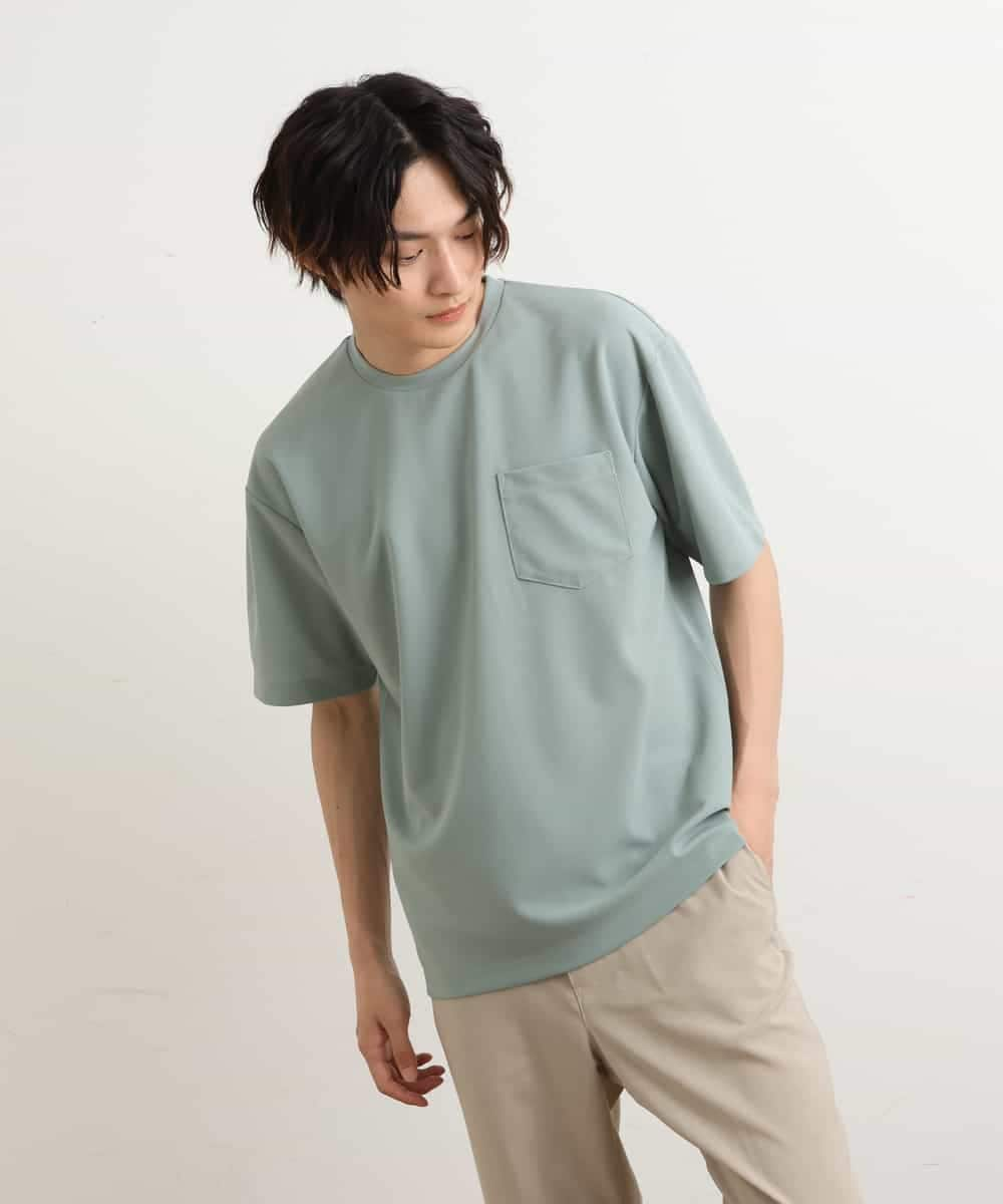 KHKGS58034 a.v.v MEN(アー・ヴェ・ヴェ) 【接触冷感/S-XXL】梨地セミワイドシルエットカットソー ミント