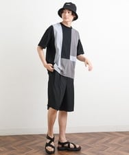 KHKGS68054 a.v.v MEN(アー・ヴェ・ヴェ) パッチワーク切り替えワイドシルエットカットソー（デザテクシリーズ） ホワイト