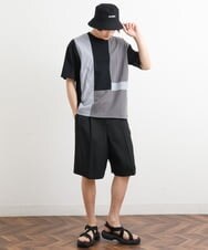 KHKGS68054 a.v.v MEN(アー・ヴェ・ヴェ) パッチワーク切り替えワイドシルエットカットソー（デザテクシリーズ） ホワイト