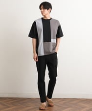 KHKGS68054 a.v.v MEN(アー・ヴェ・ヴェ) パッチワーク切り替えワイドシルエットカットソー（デザテクシリーズ） ホワイト