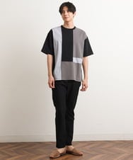 KHKGS68054 a.v.v MEN(アー・ヴェ・ヴェ) パッチワーク切り替えワイドシルエットカットソー（デザテクシリーズ） ホワイト