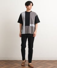 KHKGS68054 a.v.v MEN(アー・ヴェ・ヴェ) パッチワーク切り替えワイドシルエットカットソー（デザテクシリーズ） ホワイト