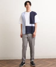 KHKGS68054 a.v.v MEN(アー・ヴェ・ヴェ) パッチワーク切り替えワイドシルエットカットソー（デザテクシリーズ） ホワイト