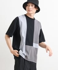 KHKGS68054 a.v.v MEN(アー・ヴェ・ヴェ) パッチワーク切り替えワイドシルエットカットソー（デザテクシリーズ） ブラック