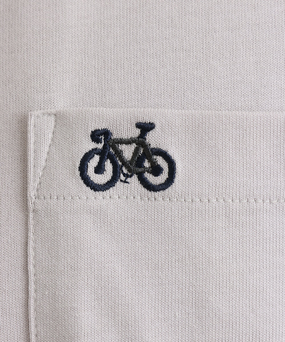 KHKGS75024 a.v.v MEN(アー・ヴェ・ヴェ) 【接触冷感/S-XXL】自転車刺繍Tシャツ ライトグレー