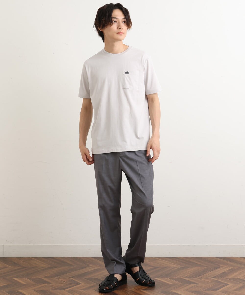 KHKGS75024 a.v.v MEN(アー・ヴェ・ヴェ) 【接触冷感/S-XXL】自転車刺繍Tシャツ ライトグレー