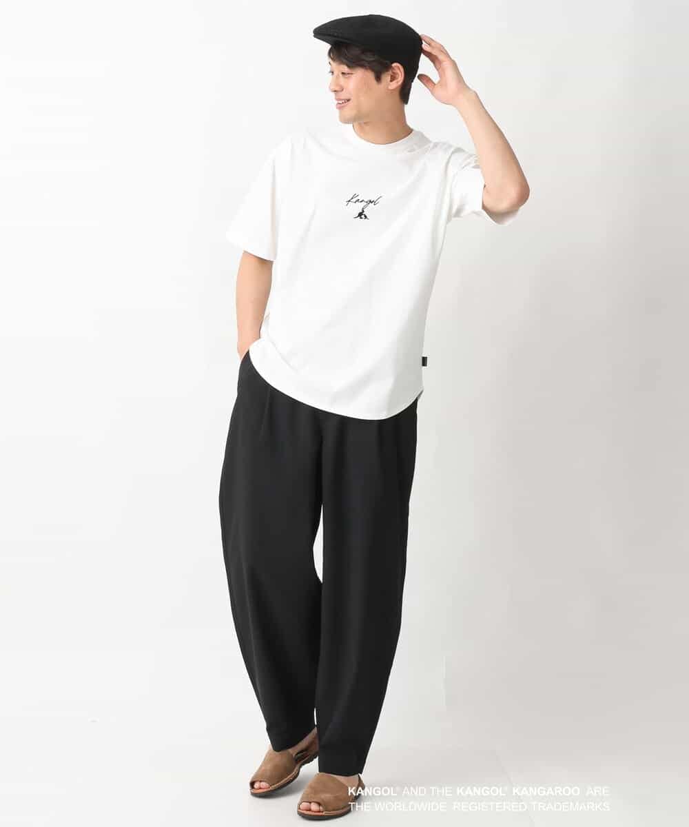KHKGV15059 a.v.v MEN(アー・ヴェ・ヴェ) 【KANGOL】スクエアプリントロングシルエットTシャツ ホワイト