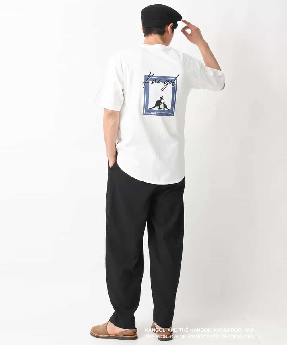 KHKGV15059 a.v.v MEN(アー・ヴェ・ヴェ) 【KANGOL】スクエアプリントロングシルエットTシャツ ホワイト