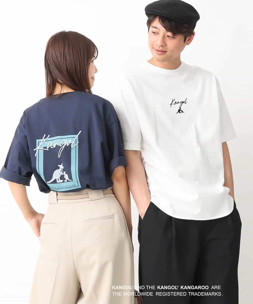 KHKGV15059 a.v.v MEN(アー・ヴェ・ヴェ) 【KANGOL】スクエアプリントロングシルエットTシャツ ホワイト