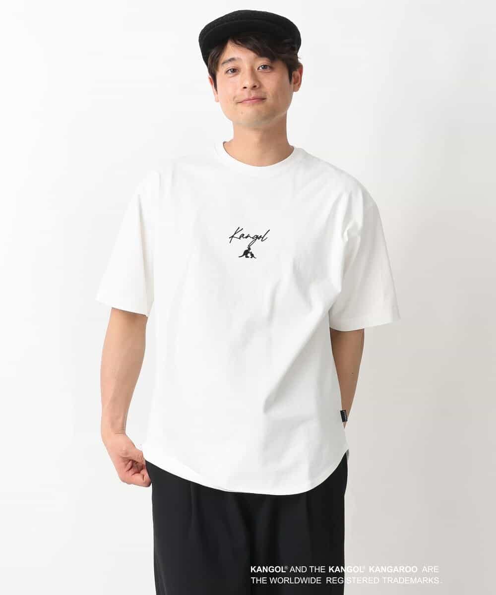 KHKGV15059 a.v.v MEN(アー・ヴェ・ヴェ) 【KANGOL】スクエアプリントロングシルエットTシャツ ホワイト