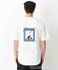 KHKGV15059 a.v.v MEN(アー・ヴェ・ヴェ) 【KANGOL】スクエアプリントロングシルエットTシャツ ホワイト