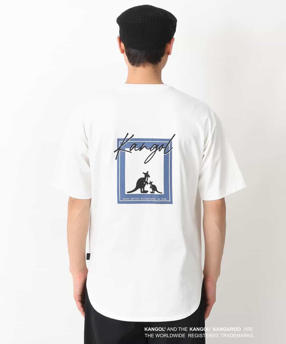 KHKGV15059 a.v.v MEN(アー・ヴェ・ヴェ) 【KANGOL】スクエアプリントロングシルエットTシャツ ホワイト