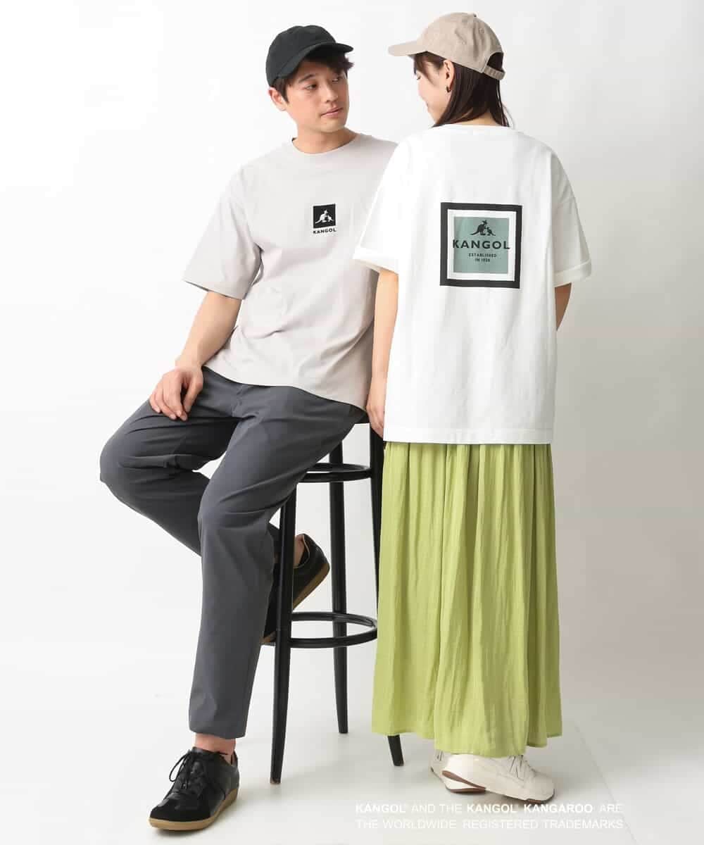 KHKGV16059 a.v.v MEN(アー・ヴェ・ヴェ) 【KANGOL】スクエアプリントワイドシルエットTシャツ ライトグレー