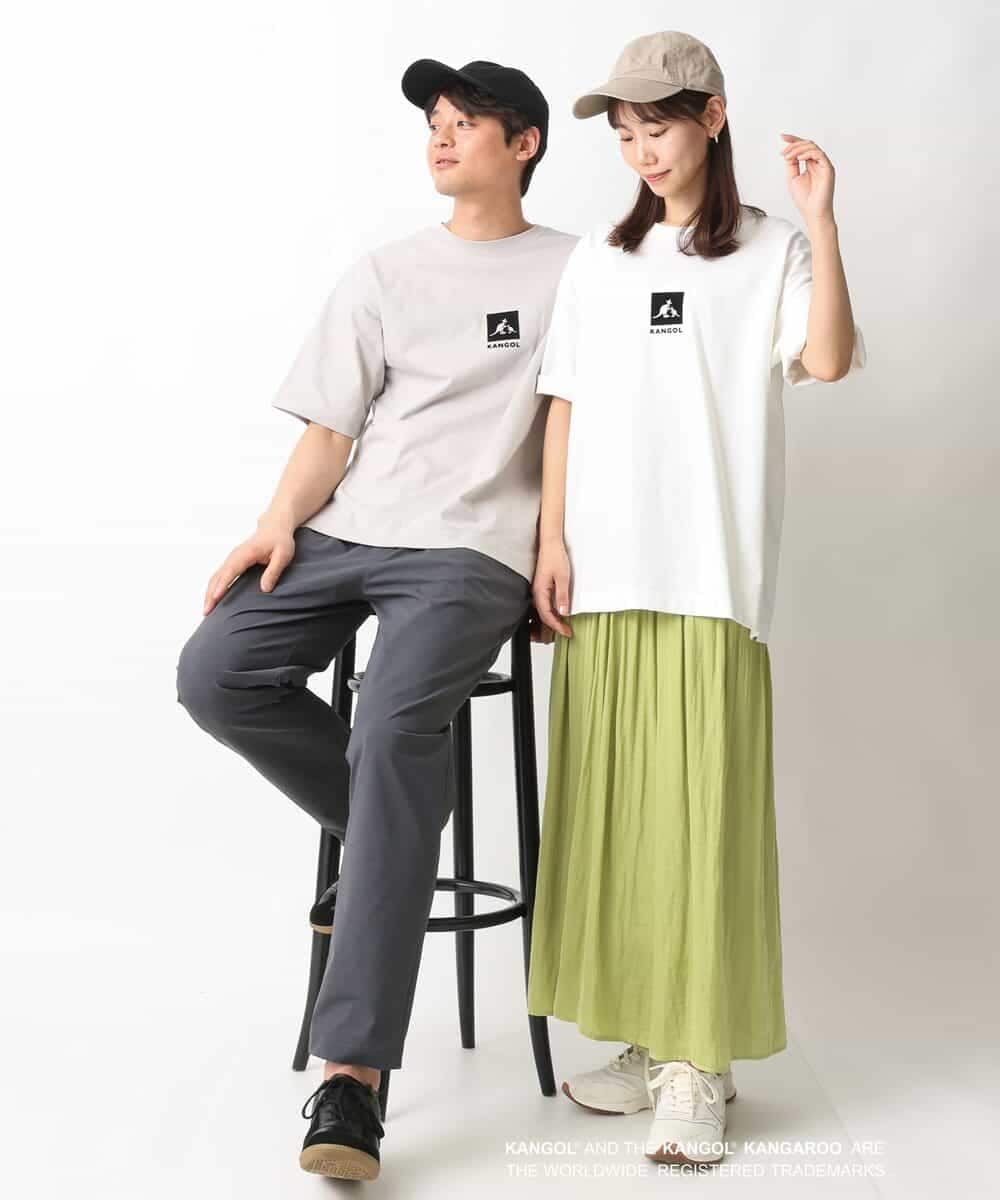 KHKGV16059 a.v.v MEN(アー・ヴェ・ヴェ) 【KANGOL】スクエアプリントワイドシルエットTシャツ ライトグレー