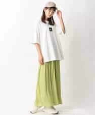 KHKGV16059 a.v.v MEN(アー・ヴェ・ヴェ) 【KANGOL】スクエアプリントワイドシルエットTシャツ ライトグレー