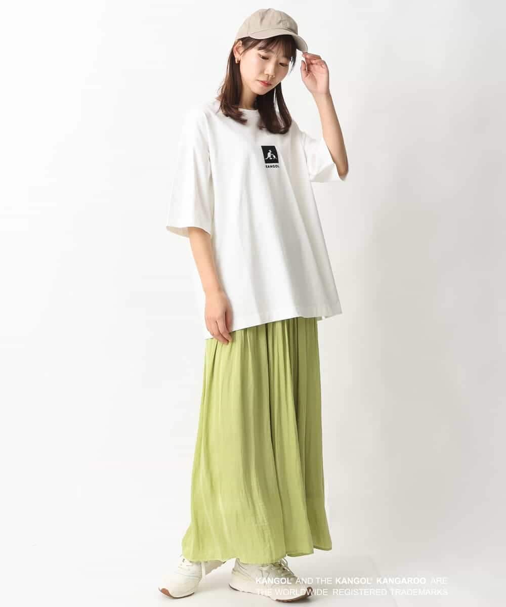 KHKGV16059 a.v.v MEN(アー・ヴェ・ヴェ) 【KANGOL】スクエアプリントワイドシルエットTシャツ ライトグレー