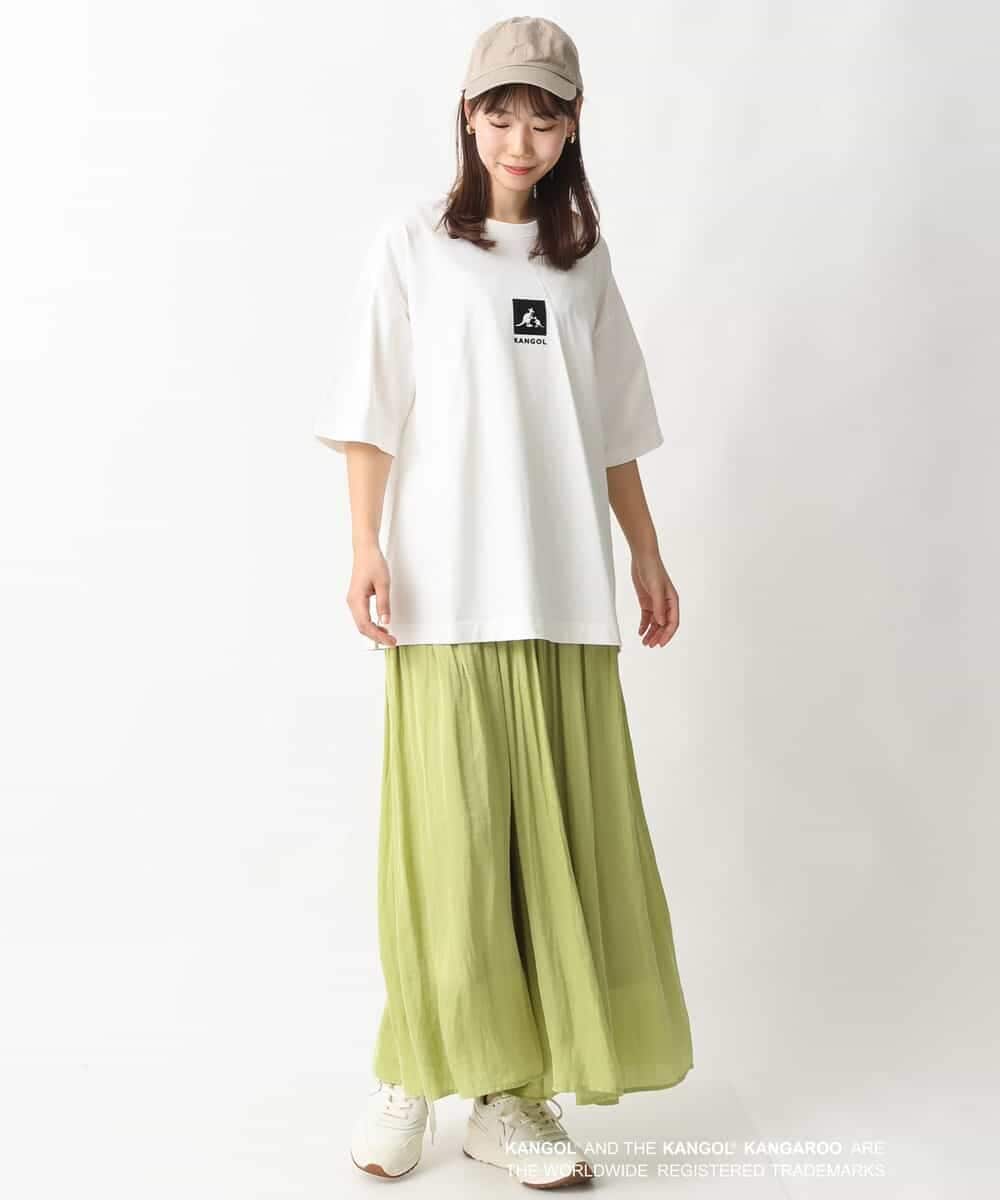 KHKGV16059 a.v.v MEN(アー・ヴェ・ヴェ) 【KANGOL】スクエアプリントワイドシルエットTシャツ ライトグレー
