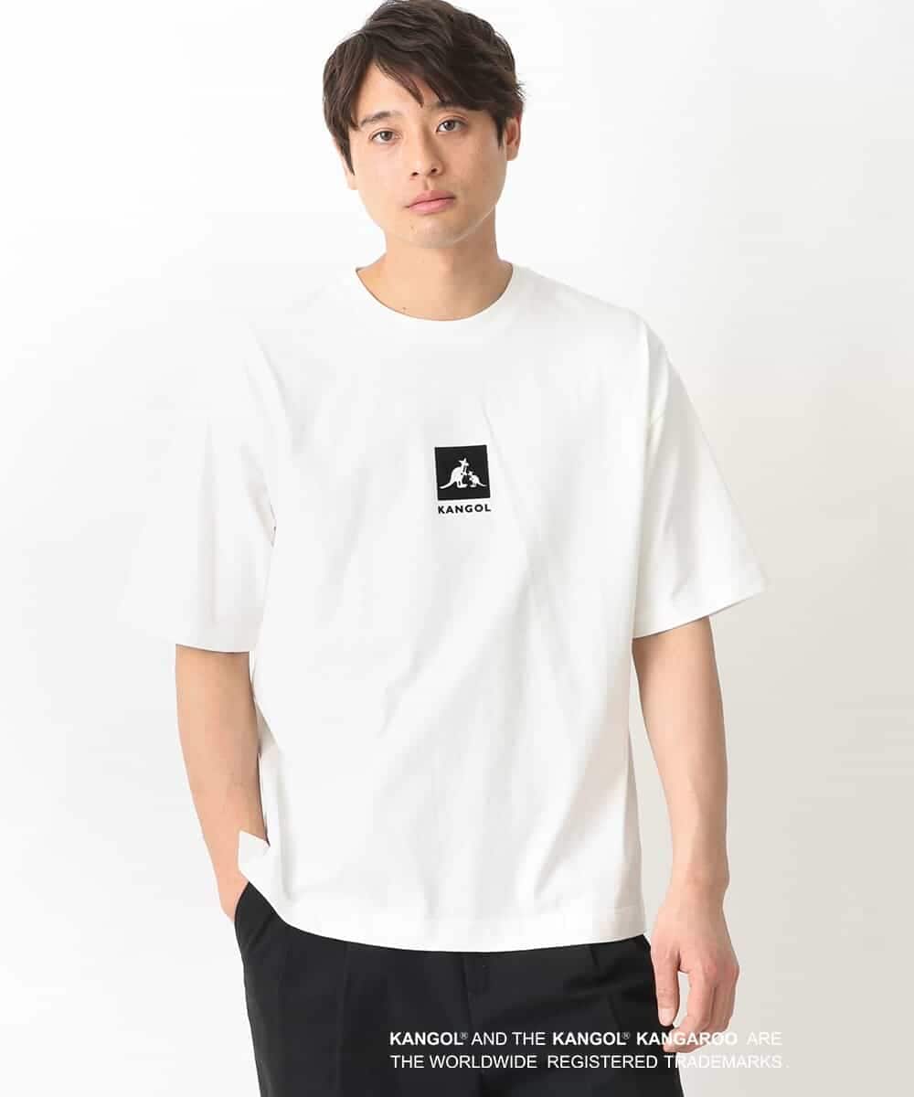 KHKGV16059 a.v.v MEN(アー・ヴェ・ヴェ) 【KANGOL】スクエアプリントワイドシルエットTシャツ ライトグレー