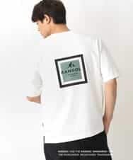 KHKGV16059 a.v.v MEN(アー・ヴェ・ヴェ) 【KANGOL】スクエアプリントワイドシルエットTシャツ ライトグレー