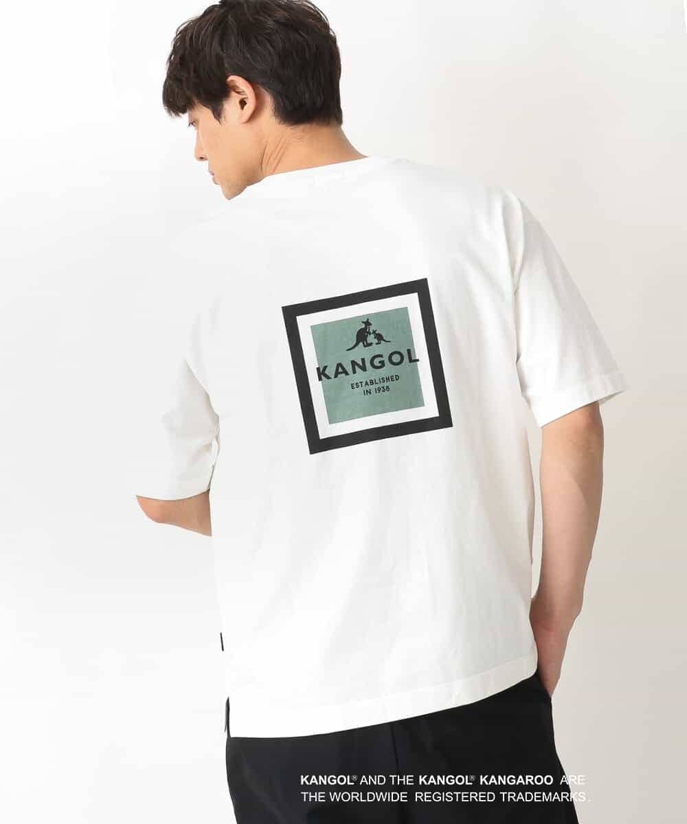 KHKGV16059 a.v.v MEN(アー・ヴェ・ヴェ) 【KANGOL】スクエアプリントワイドシルエットTシャツ ライトグレー