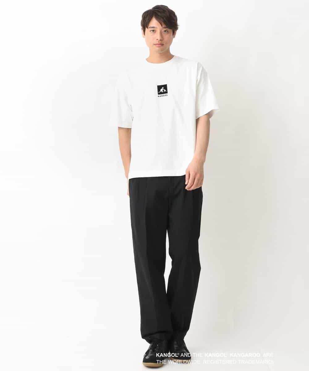 KHKGV16059 a.v.v MEN(アー・ヴェ・ヴェ) 【KANGOL】スクエアプリントワイドシルエットTシャツ ライトグレー