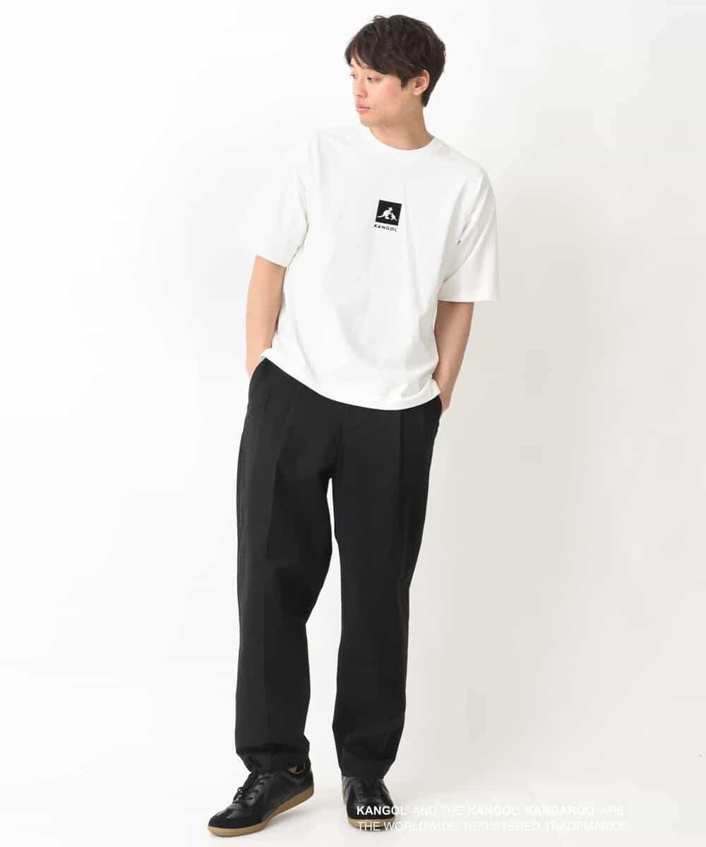 KHKGV16059 a.v.v MEN(アー・ヴェ・ヴェ) 【KANGOL】スクエアプリントワイドシルエットTシャツ ライトグレー