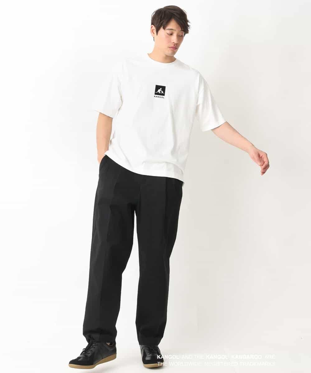 KHKGV16059 a.v.v MEN(アー・ヴェ・ヴェ) 【KANGOL】スクエアプリントワイドシルエットTシャツ ライトグレー