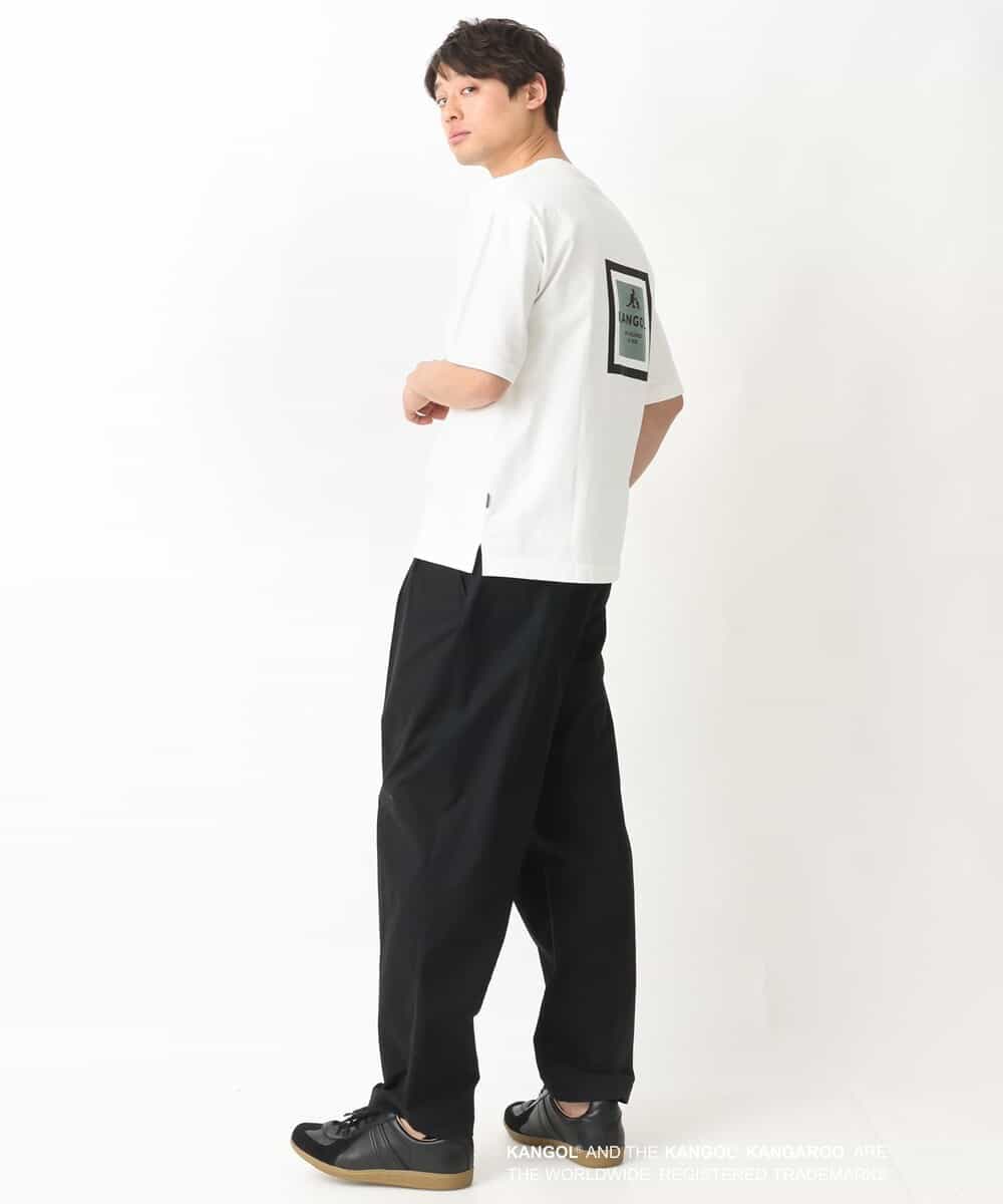 KHKGV16059 a.v.v MEN(アー・ヴェ・ヴェ) 【KANGOL】スクエアプリントワイドシルエットTシャツ ライトグレー