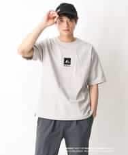 KHKGV16059 a.v.v MEN(アー・ヴェ・ヴェ) 【KANGOL】スクエアプリントワイドシルエットTシャツ ライトグレー