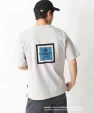KHKGV16059 a.v.v MEN(アー・ヴェ・ヴェ) 【KANGOL】スクエアプリントワイドシルエットTシャツ ライトグレー