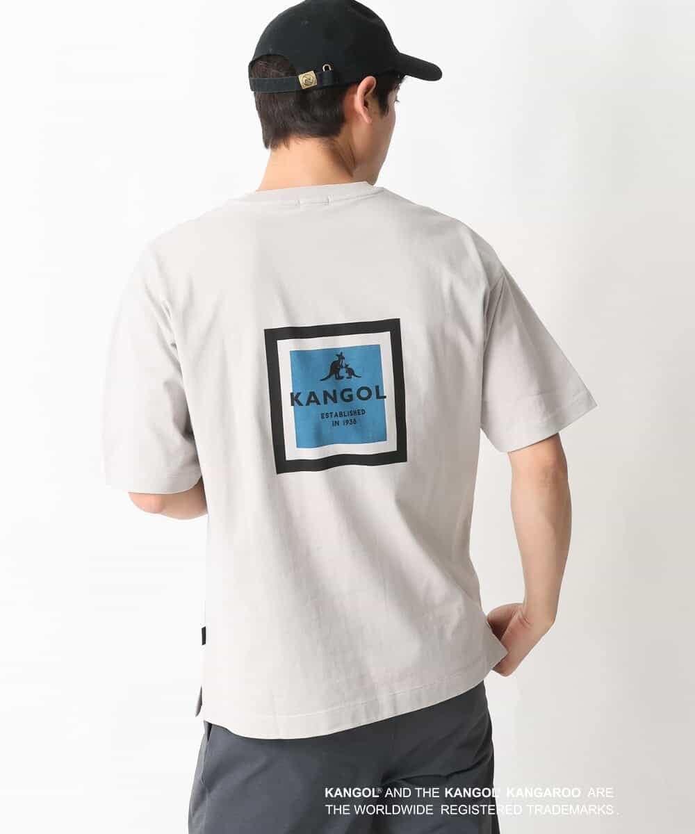 KHKGV16059 a.v.v MEN(アー・ヴェ・ヴェ) 【KANGOL】スクエアプリントワイドシルエットTシャツ ライトグレー